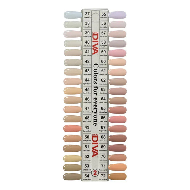 DND DIVA Swatch #02 - Frosted Chai Collection 36 colors (#37 - #72) - TTT Nails Supply