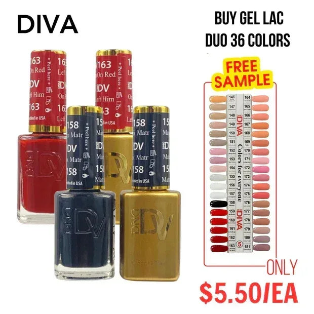 DND DIVA Swatch #05 - Prima Donna Collection 36 colors (#146 - #181) - TTT Nails Supply