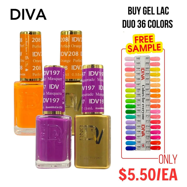 DND DIVA Swatch #06 - First Class Collection 36 colors (#182 - #218) - TTT Nails Supply