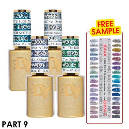 DND DIVA Swatch #09 - Raise Your Glass Platinum Collection 36 colors (#291 - #327) - TTT Nails Supply