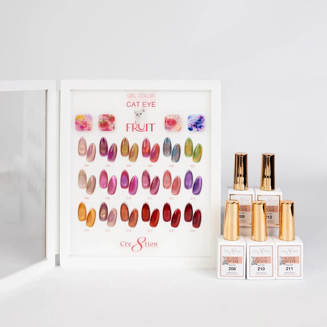 Cre8tion Cat Eye Fruit Collection - Set 18 Colors (#202 - #219) - Free sample & Magnet - TTT Nails Supply