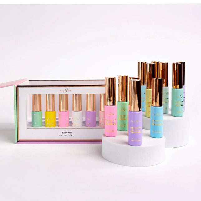 Cre8tion Detailing Nail Art Gel - Pastel Collection - 18 colors 0.33oz (gel line) - TTT Nails Supply