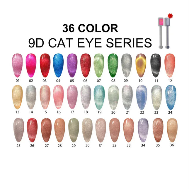 DC 9D Cat Eye Collection - Set of 36 Colors - TTT Nails Supply