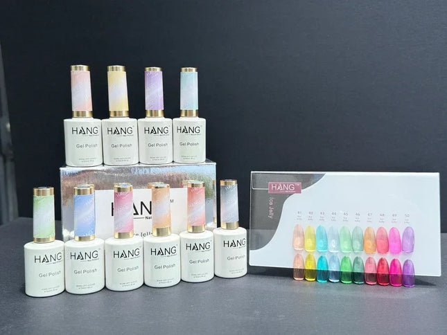 HANG Ice Jelly Gel - Rainbow Sheer Collection - 10 colors (#41 to #50) + Free Display (5.95/ea) - TTT Nails Supply
