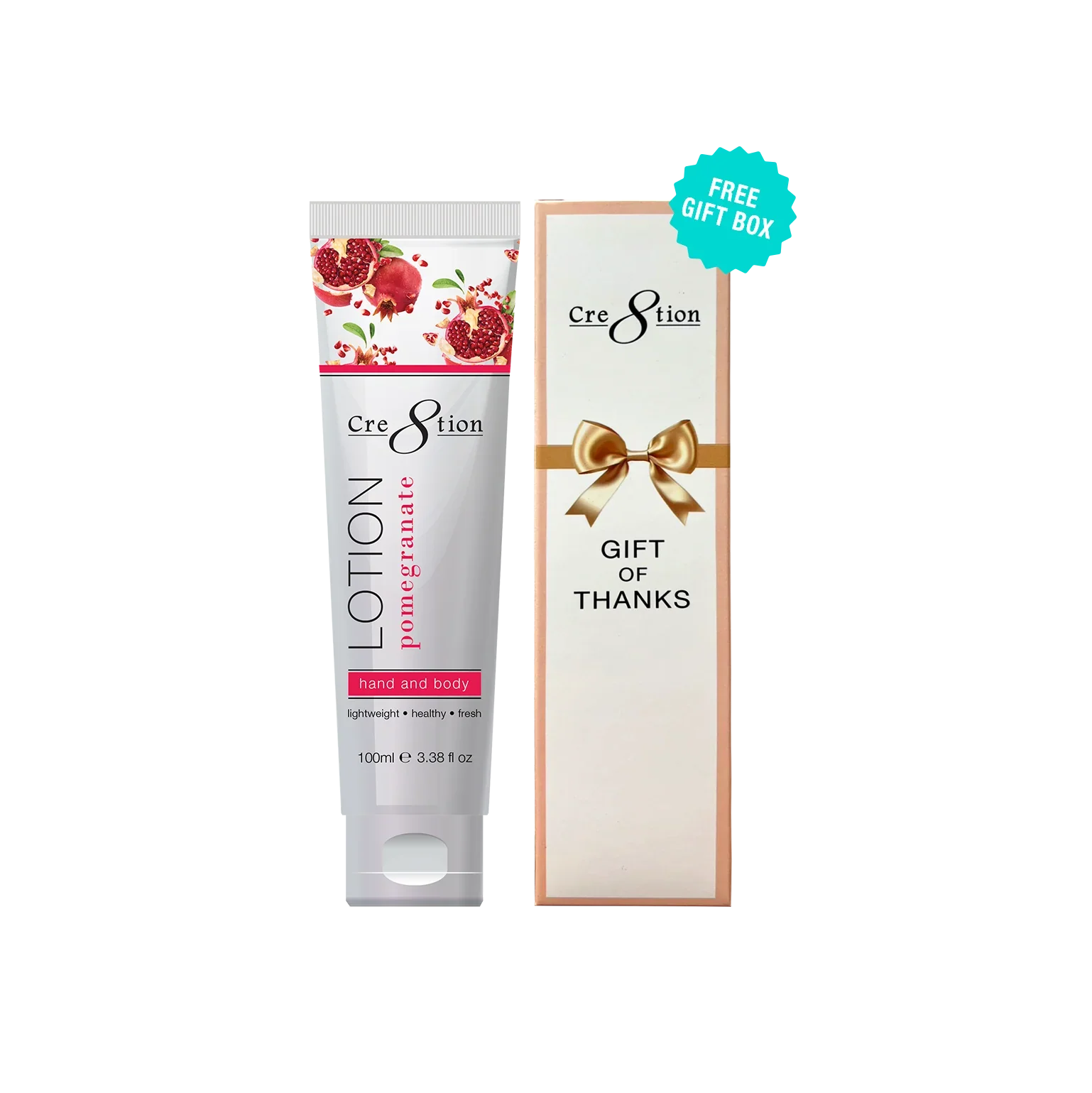 Cre8tion Hand & Body Lotion 100 ml/fl. 3.3oz - POMEGRANATE, Case 60pcs (Free Gift Box)