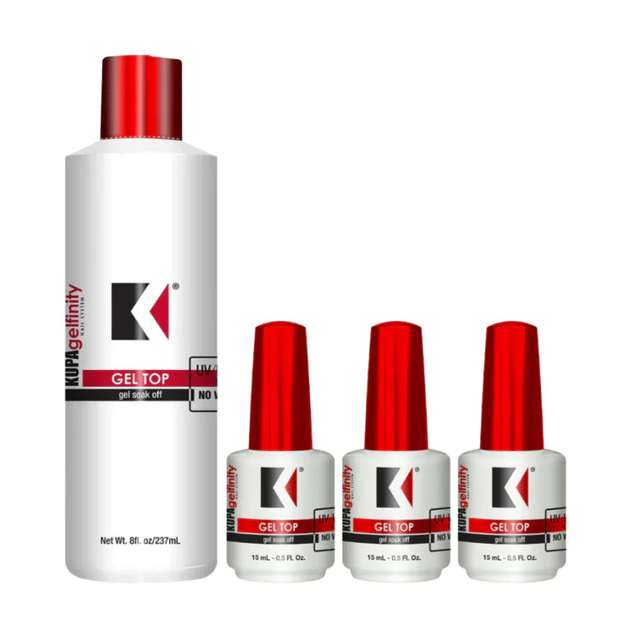 KUPA GelFinity Top Coat No Wipe Refill 8oz & 03 Bottles 0.5oz