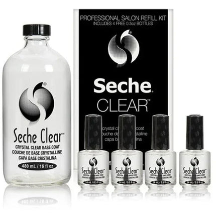 Seche Vite Clear Base Coat Professional Refill Kit - 16oz refill + 4 pcs of 0.5oz - TTT Nails Supply